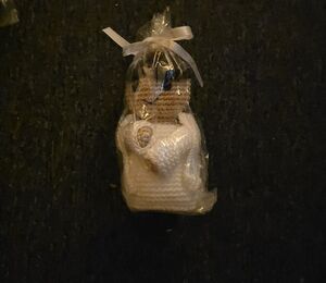 Source Unknown White and Brown Knit Baptismal Angel